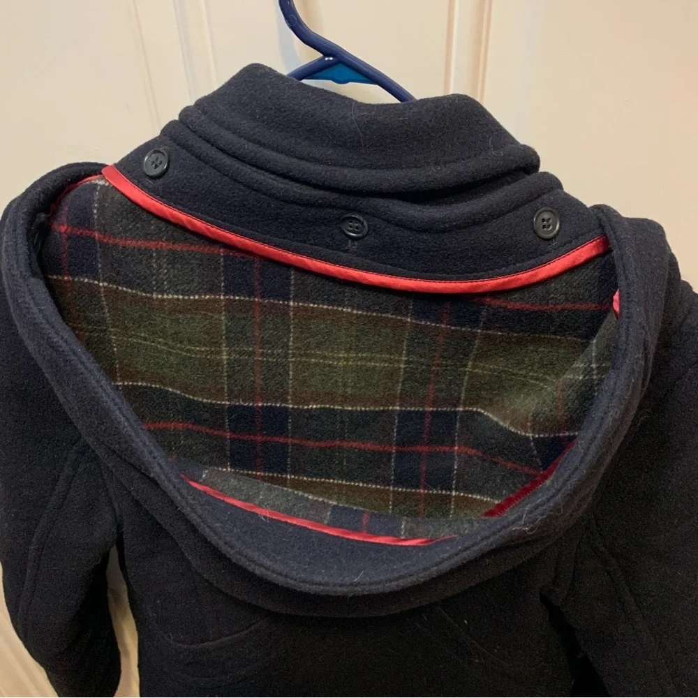 Barbour Vintage Buttermere Wool Toggle Hooded Duffle Coat Peacoat Size 6 - Picture 11 of 11